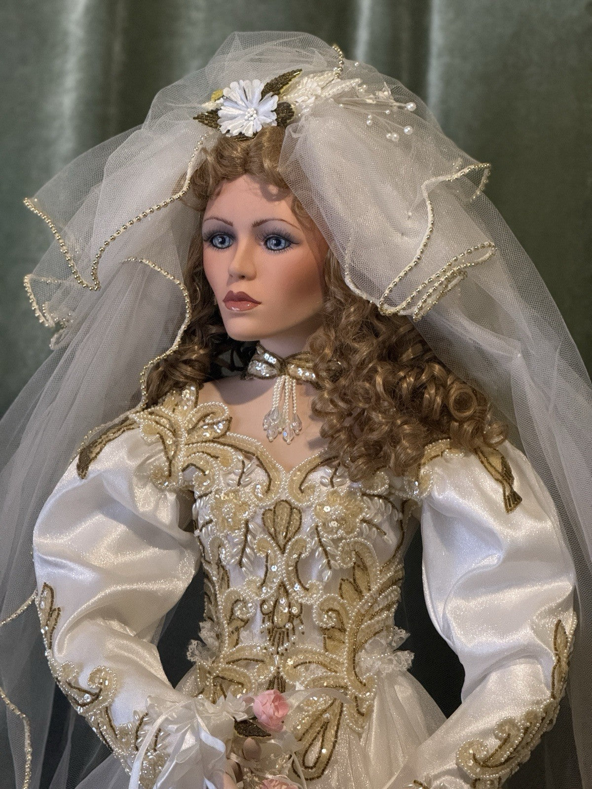 Collectible Large 42” Porcelain Doll “Mariah ” by Rustie LE 2000 COA/Stand