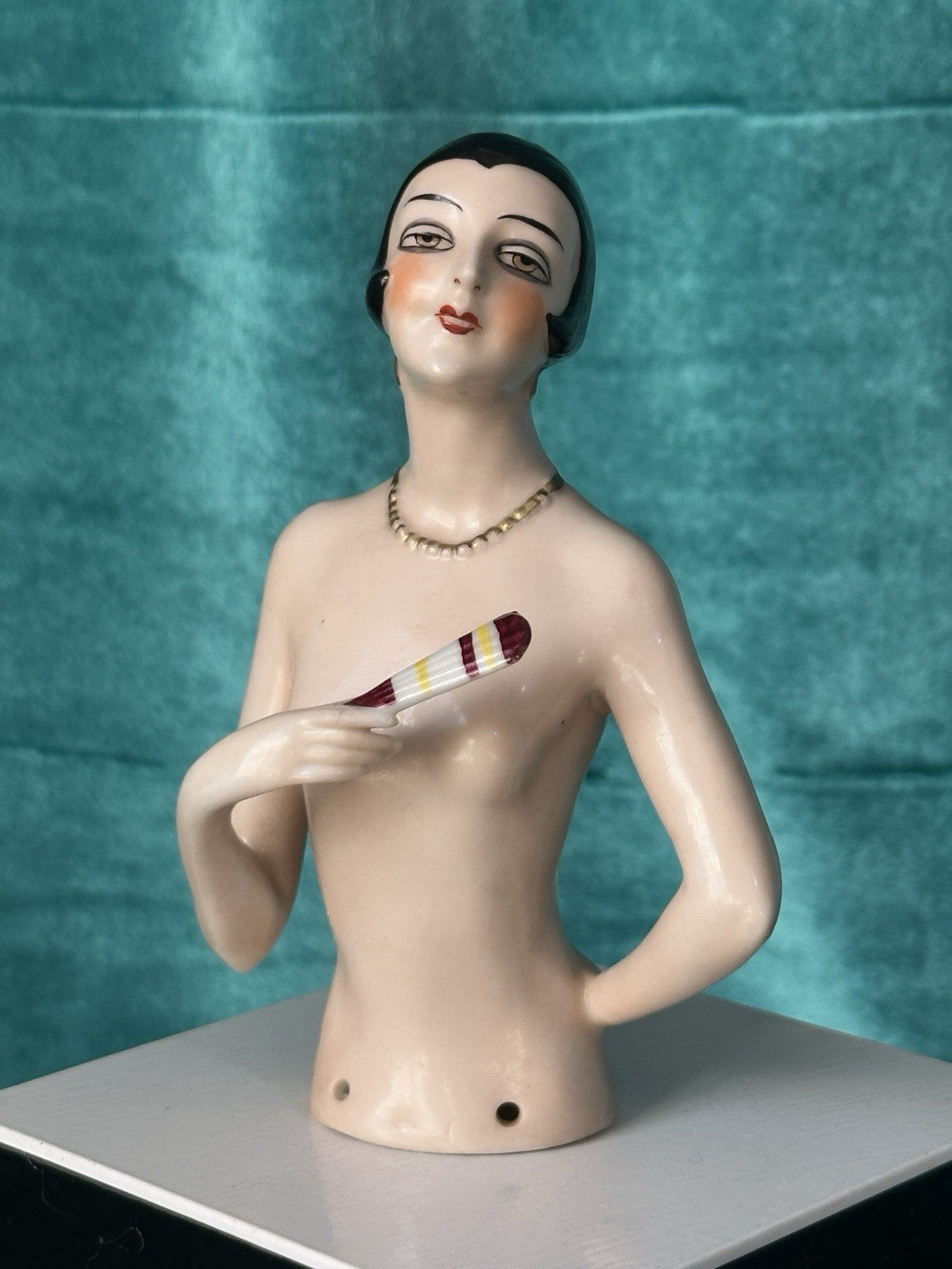 Antique German Art Deco Flapper Pin Cushion Half 5 1/2” Doll