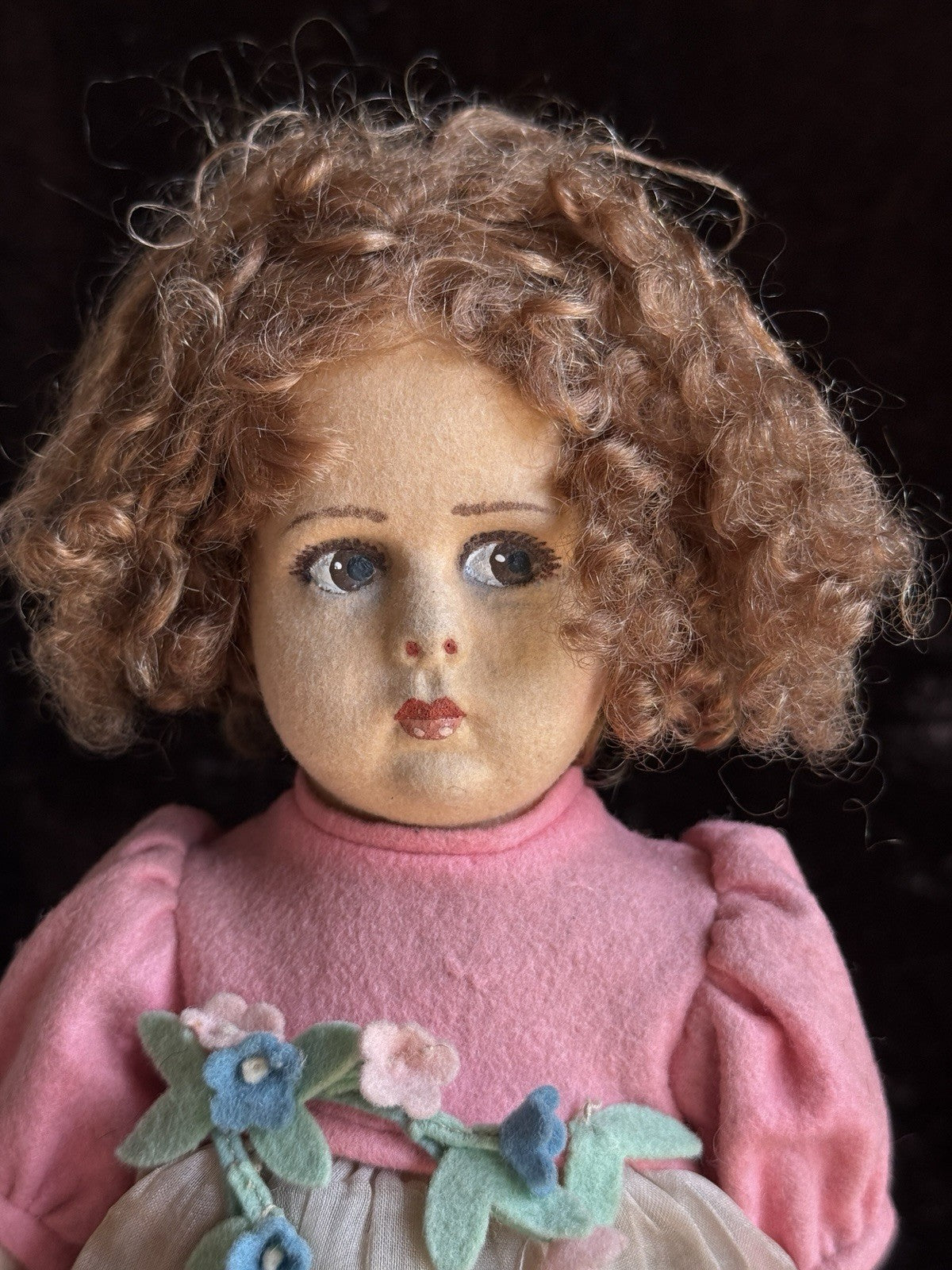 Vintage Italian 12” Lenci 111 Felt Cloth Character Girl Doll