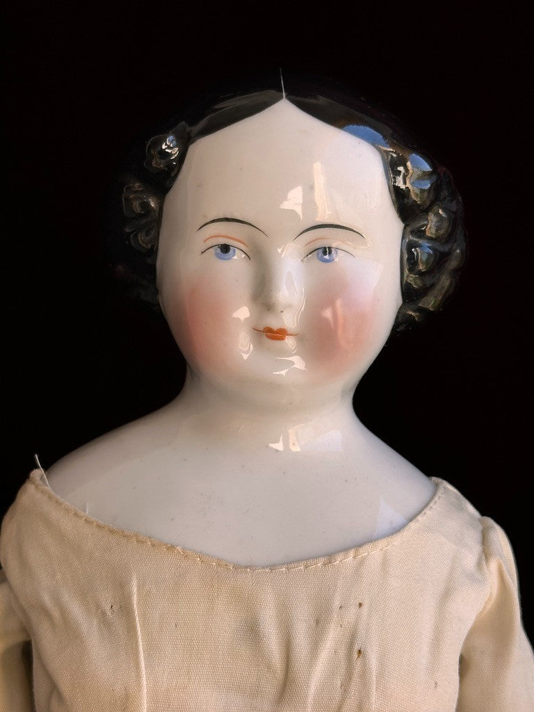 Antique German 16.5” Flat Top Highbrow China Shoulder Head Doll
