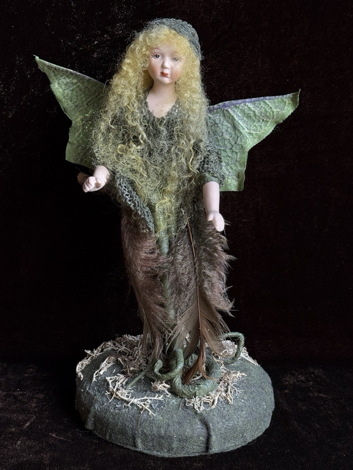 Lot of 4 Vintage Hinch Originals Porcelain Mixed Media Fairy Pixie Dolls