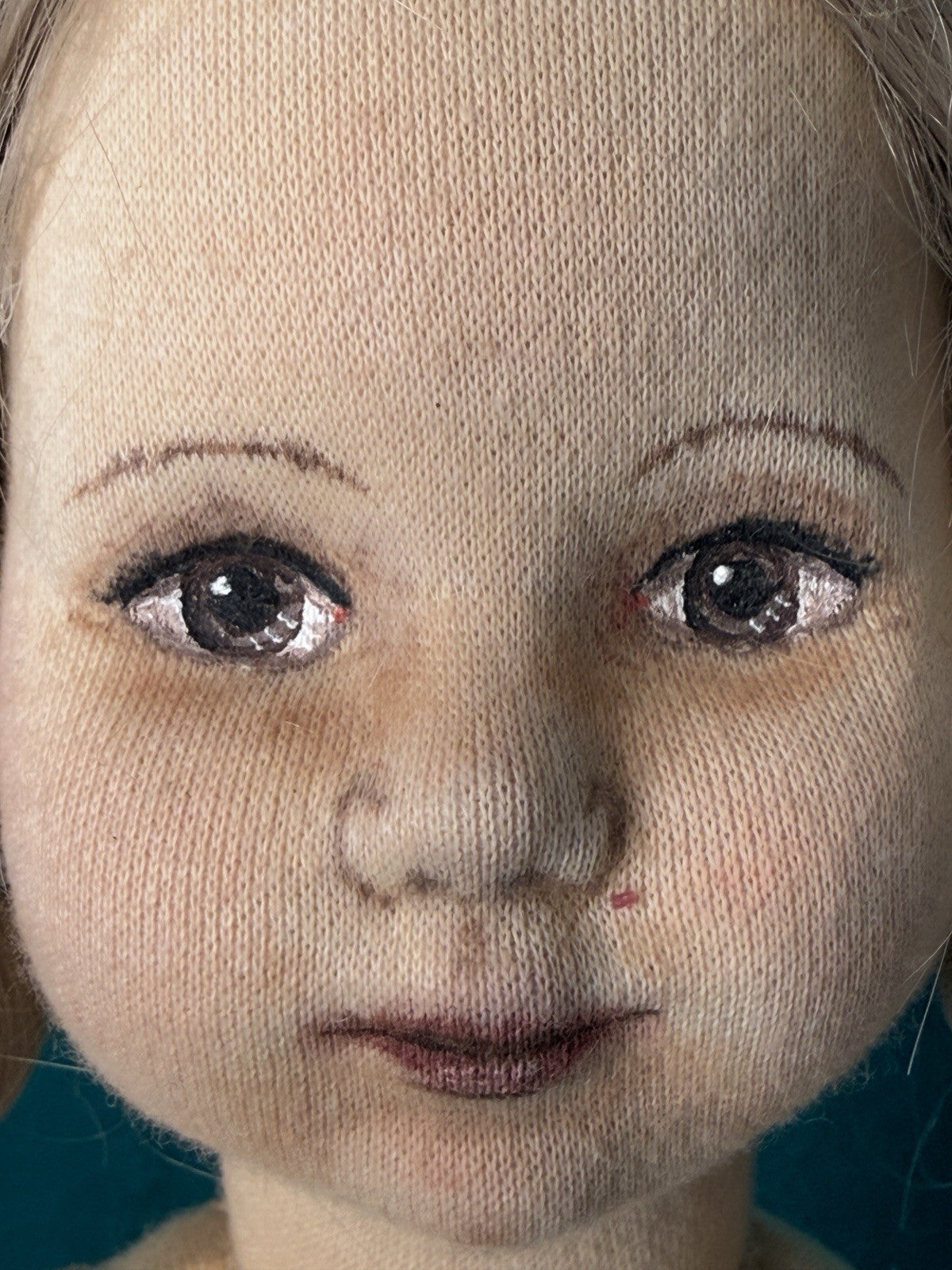 Vintage Artist Stockinette Face Painted 18” Girl Doll