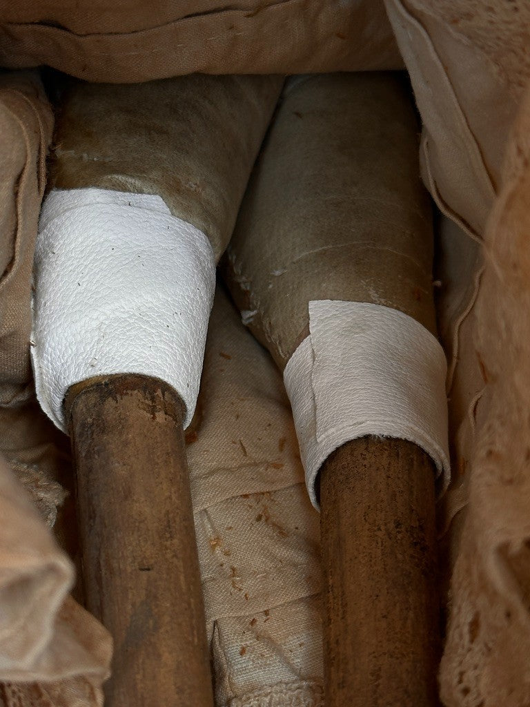 Antique German 18.75” Wax Over Papier Mache Milliner’s Model Molded Bonnet Doll