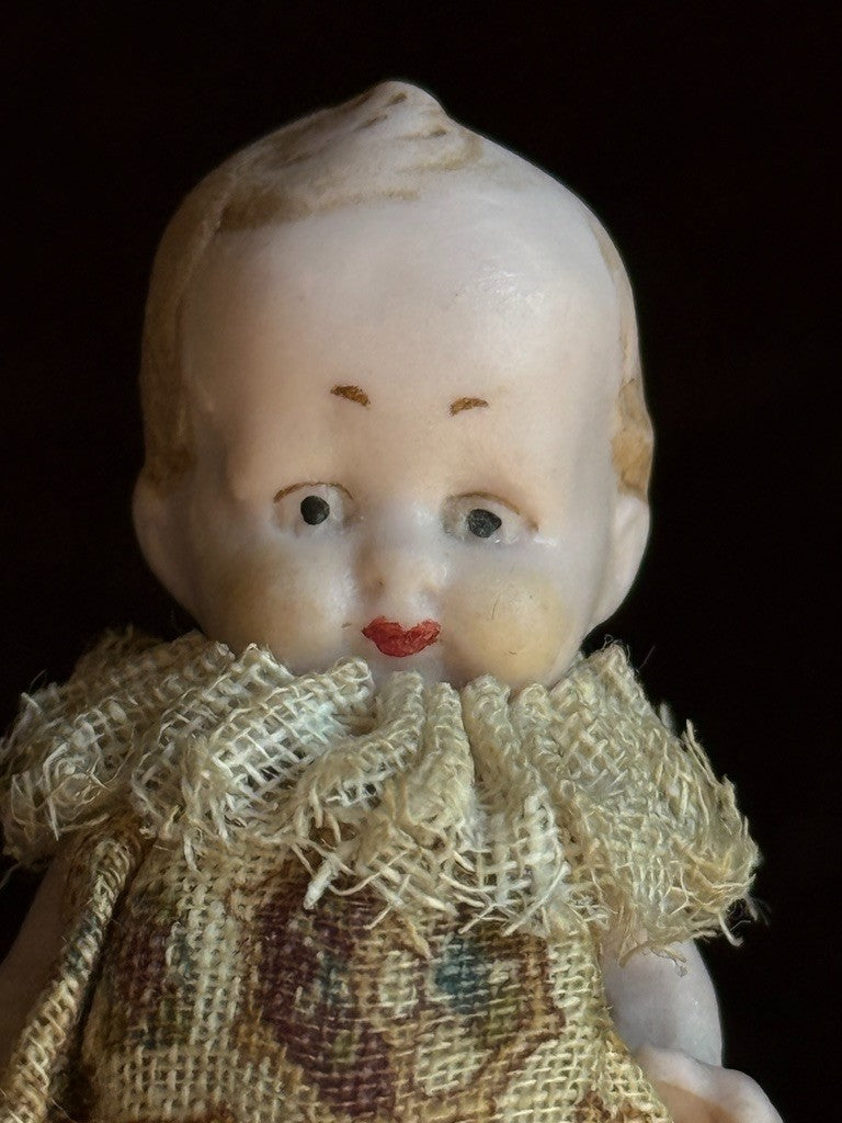 Antique German Hertwig Miniature 2.25" All Bisque Dollhouse Doll