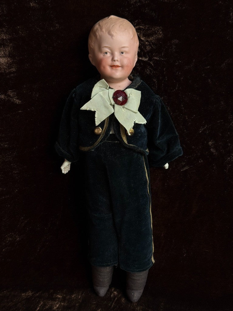 Antique German 12” Gebruder Heubach Bisque Shoulder Head Character Boy Doll