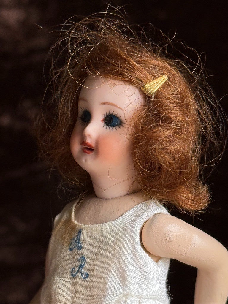 Miniature 4.5" Porcelain Composition Reproduction Antique French Dollhouse Doll