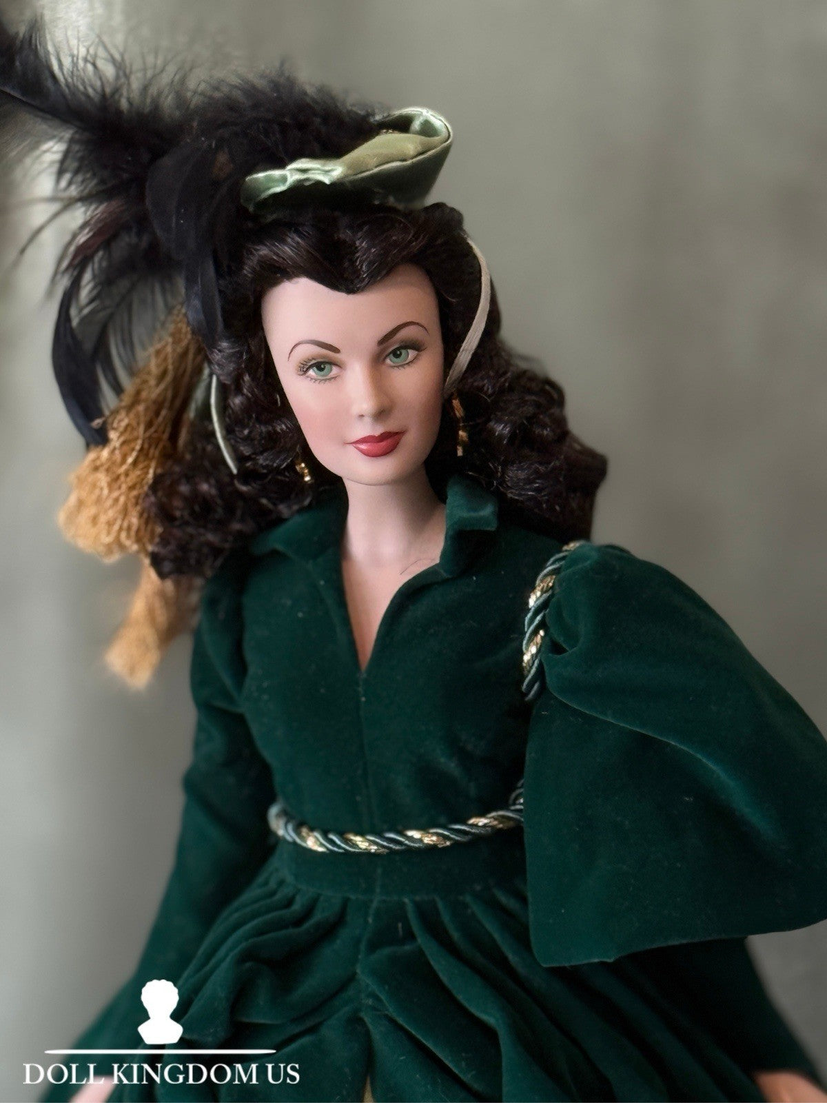 Franklin Mint Gone with the Wind Scarlett O'Hara Green Drape Dress 16" Doll