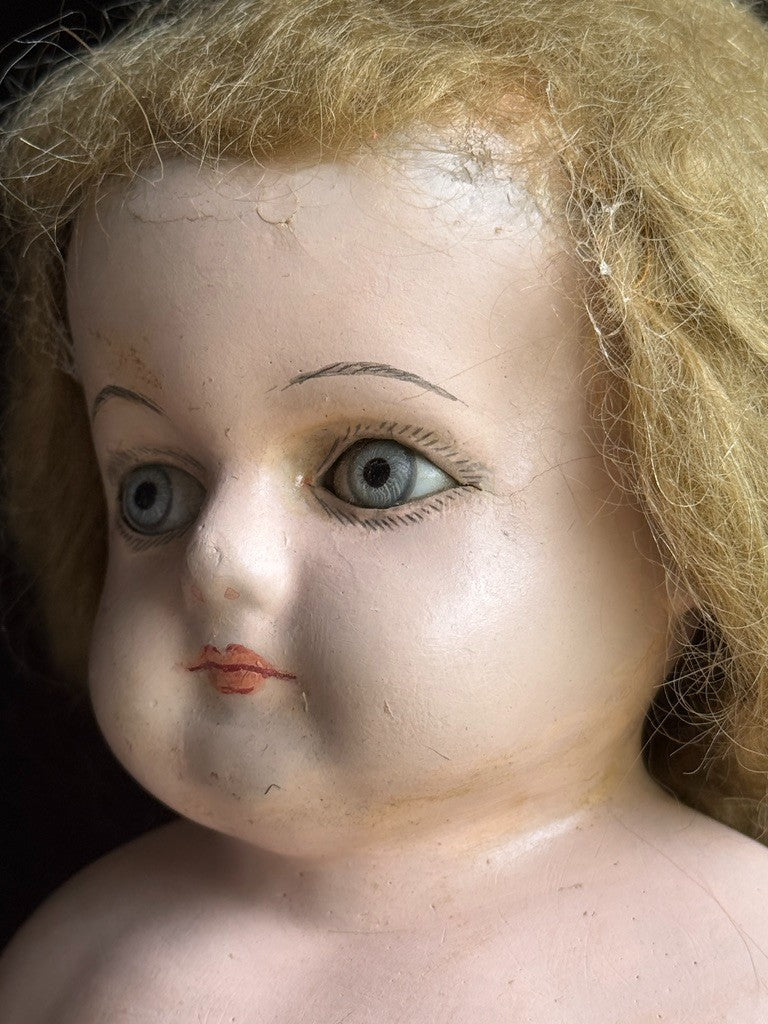 Lot of 3 Antique German Papier Mache and Minerva Tin Dolls for Project