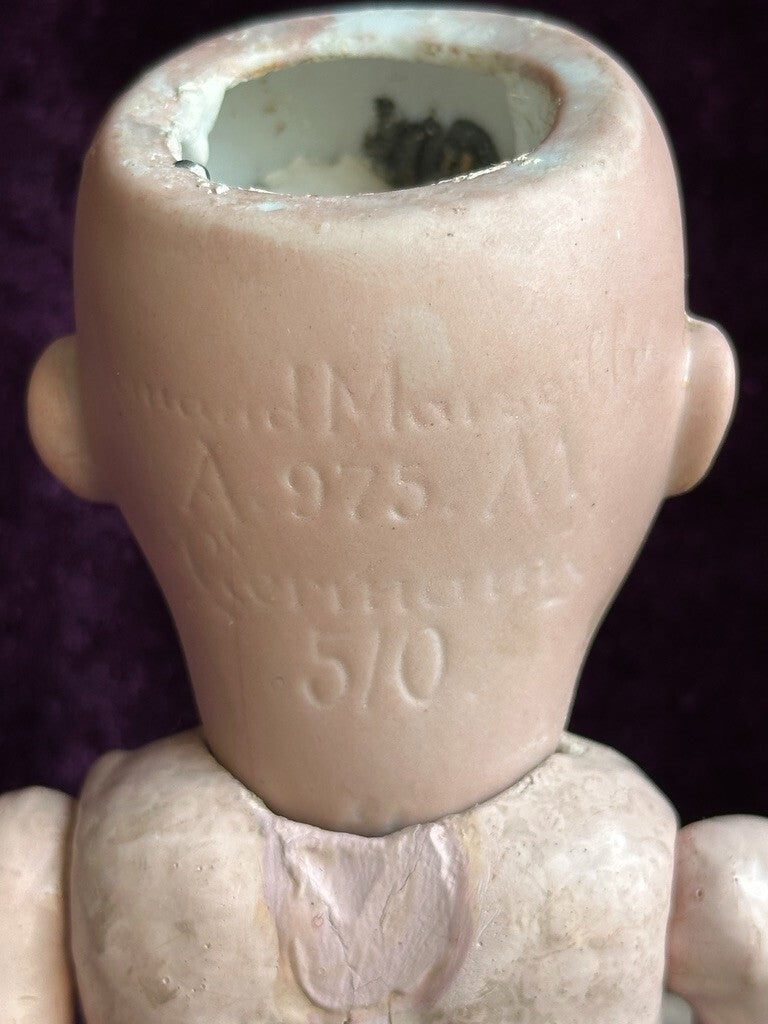 Antique German 9.5” Armand Marseille 975 Bisque Head Toddler Doll