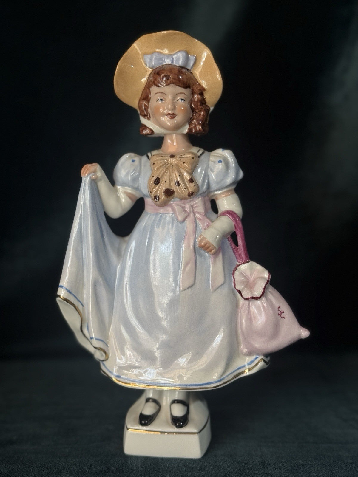 Lot Of 2 Antique Porcelain 8.5” Boy/Girl Nodder Figurines by Albert Stahl