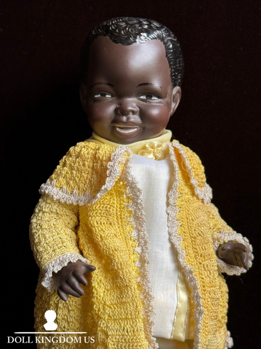 Vintage 9.5" All Porcelain Dark Complexion Girl Doll