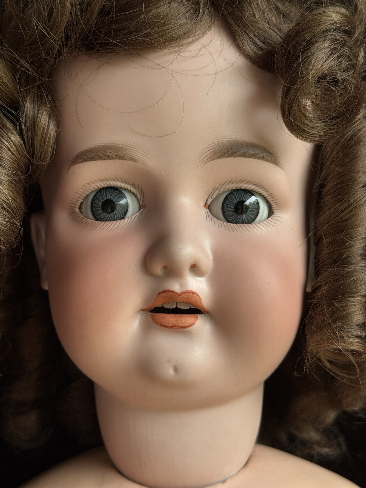 Large Antique German 34” Armand Marseille Bisque Head Doll