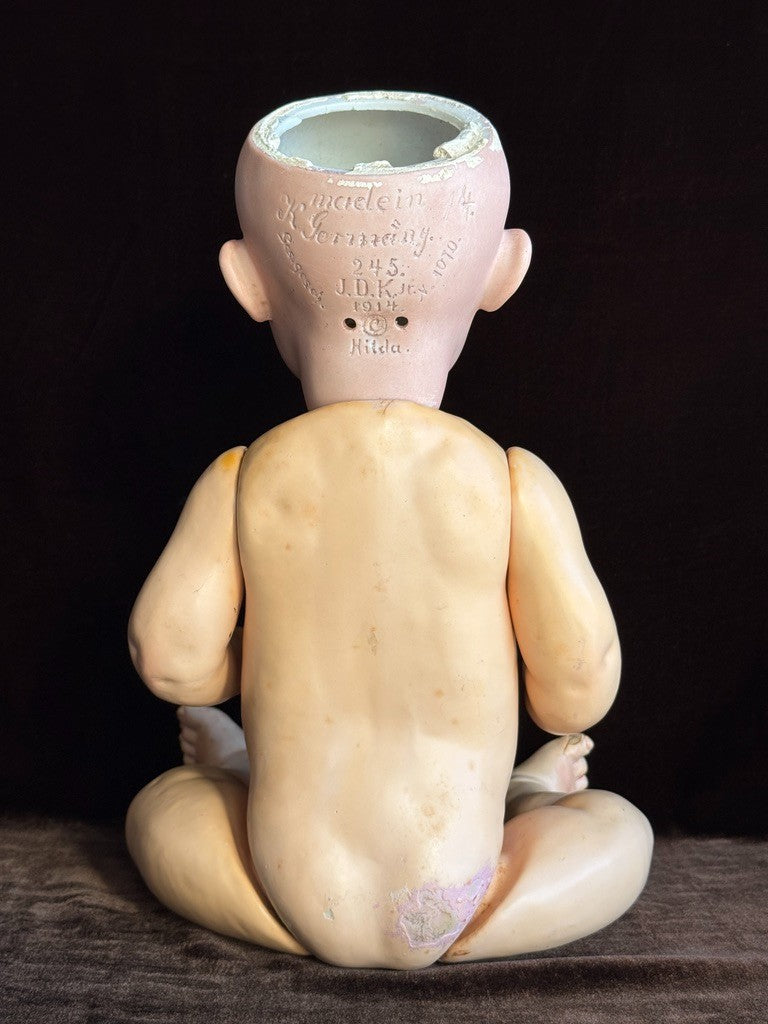 Antique German 16” Hilda Kestner 245 Bisque Head Baby Doll