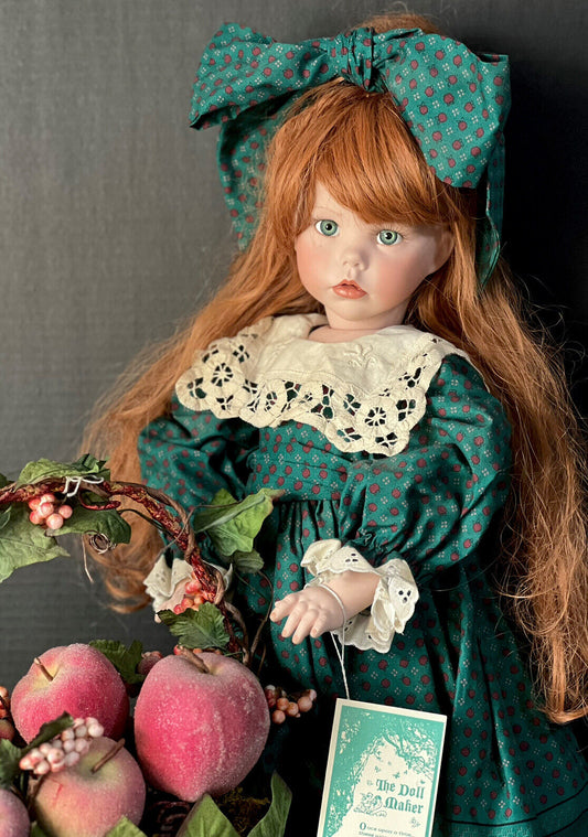 Collectible Porcelain 24” Doll “Candy Apple” Linda Rick Doll Maker Box/tag