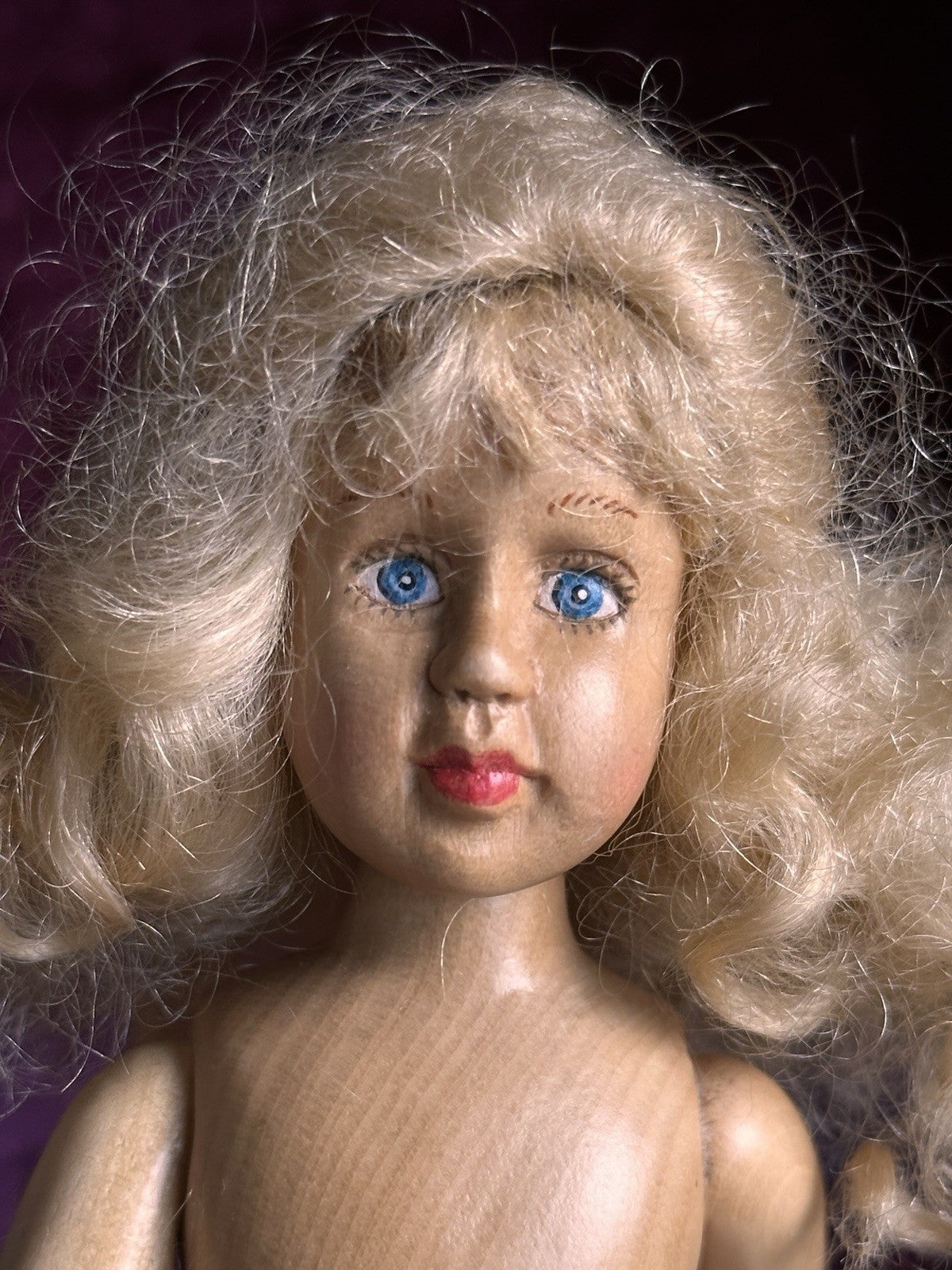 Robert Raikes Miniature 8.5” Wood Hand Carved Jointed Doll
