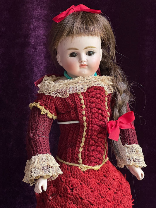 Antique German 16” Early Kestner Alphabet Series Closed Mouth Bisque Head Doll