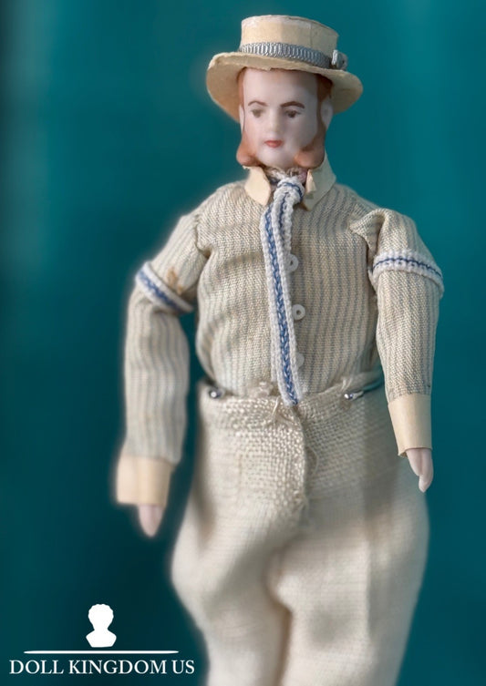 Porcelain/Cloth Reproduction Of Miniature Dollhouse 5 1/2” Gentlemen Doll