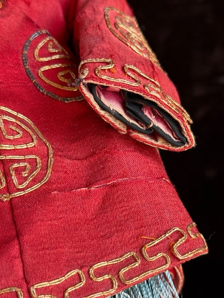 Antique Chinese Door of Hope Mission Carved Wood Cloth Young Female Bride Doll