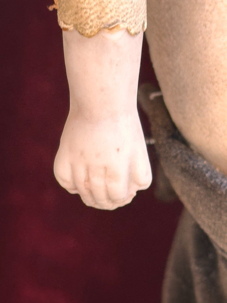 Antique German 14” Gebruder Heubach Pouty Bisque Shoulder Head Boy Doll