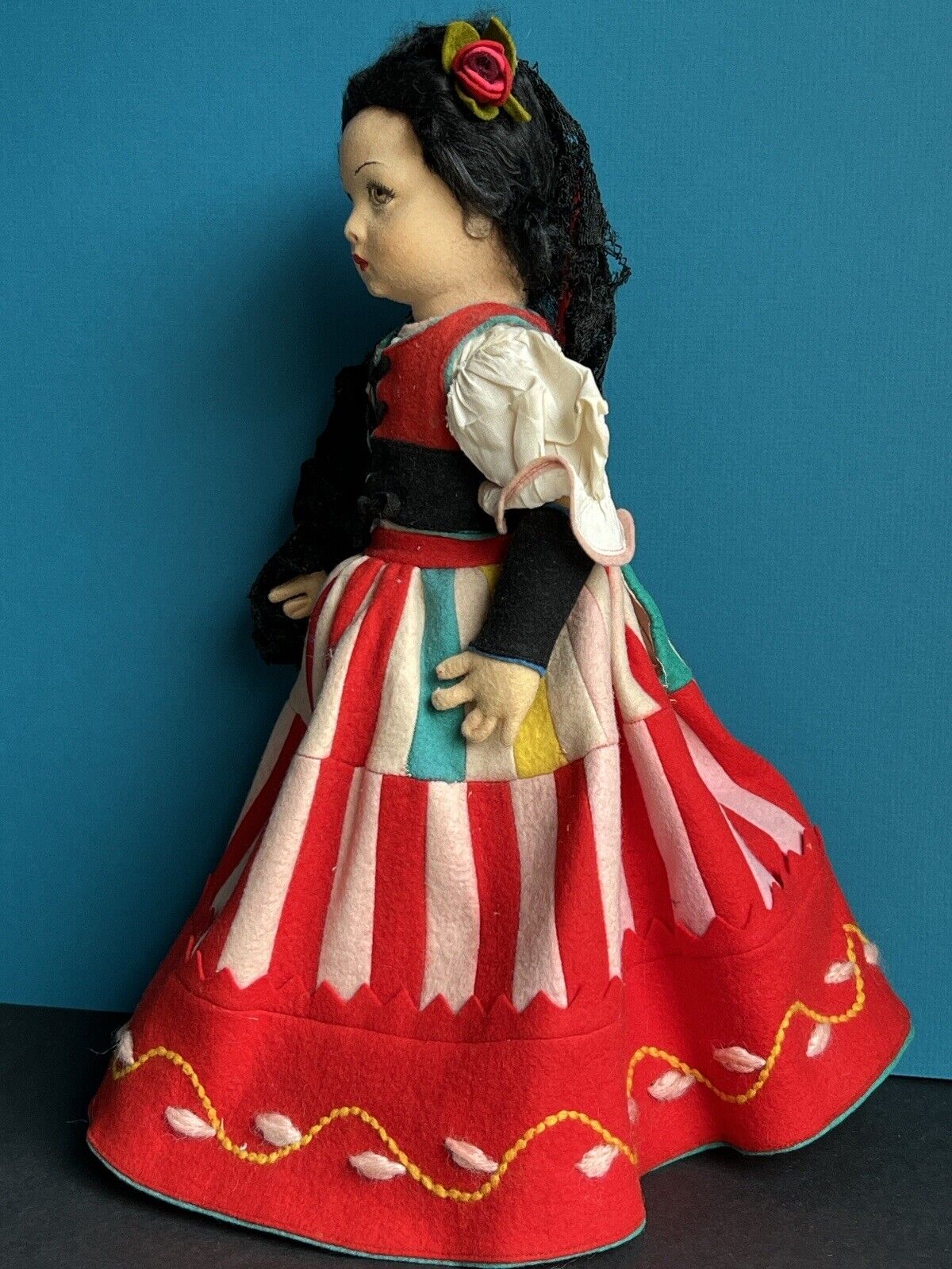 All Original Vintage Italian Lenci 14” Rita Lucia Felt Doll with Tag