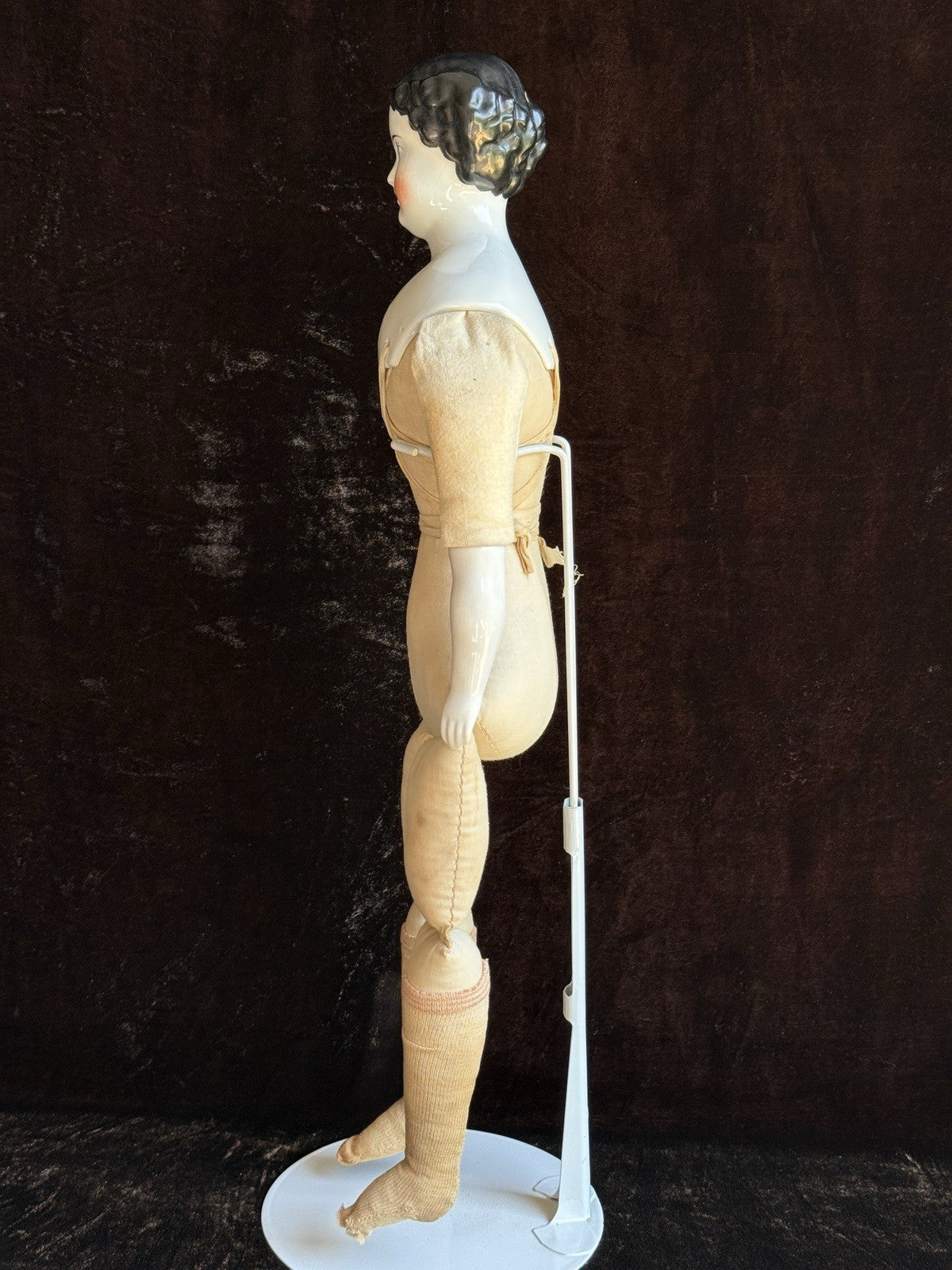 Antique German 19” Flat Top Highbrow China Shoulder Head Doll