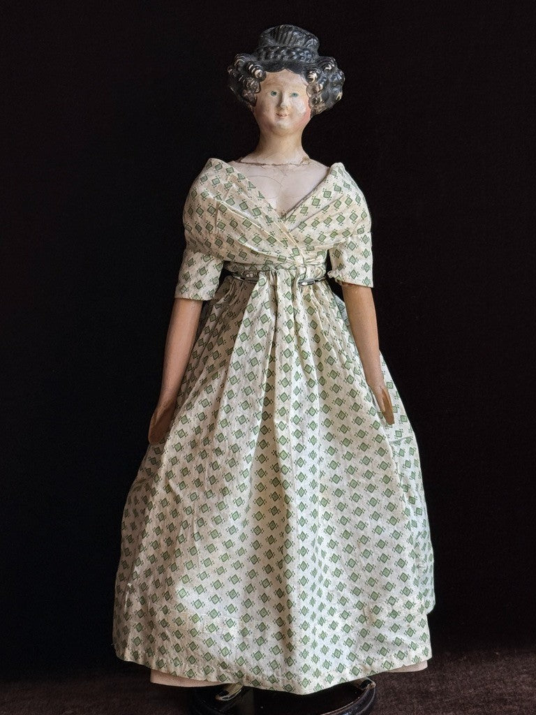 Antique German 15.5” Papier Mache Milliner’s Model Apollo Knot Coiffure Doll
