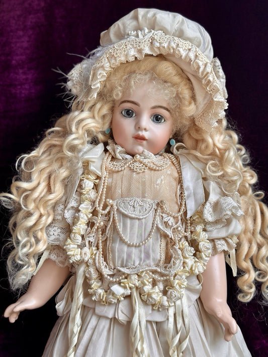 Vintage Porcelain/Comp. 22” Artist Reproduction of Antique French Bru Jne Doll