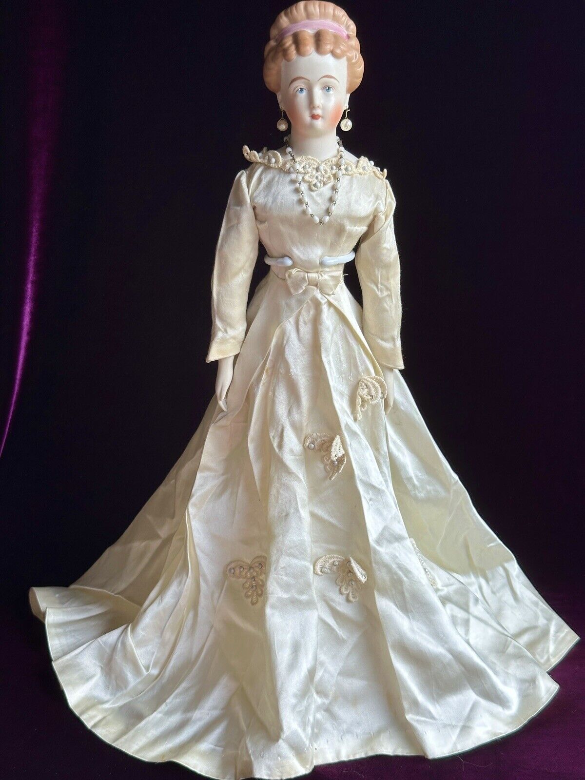 Vintage 20.25” Porcelain Fancy Parian China Doll by Janet Pace Emma Clear Mold