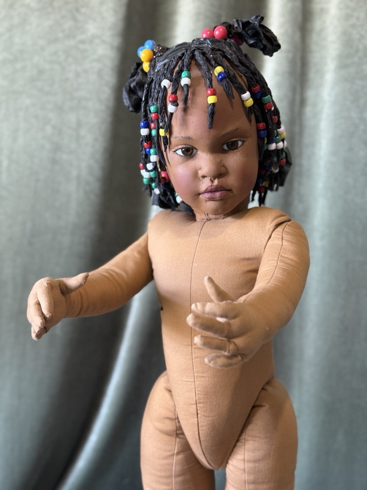 OOAK (?) Handmade Cloth And Papier-mâché Like AA 28” Doll