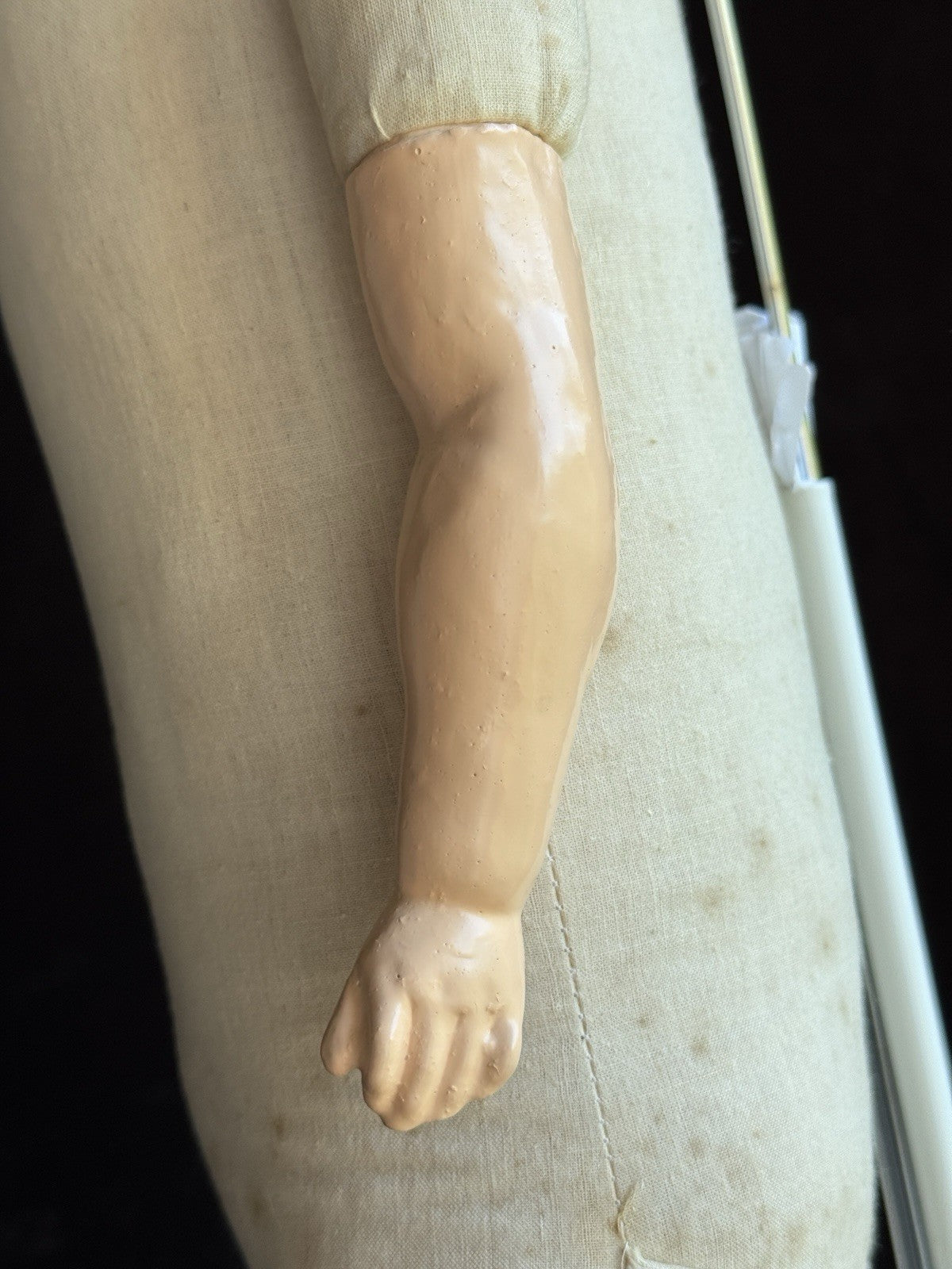 Large Antique German 30” Wax Over Papier Mache Alice Molded Bow Doll