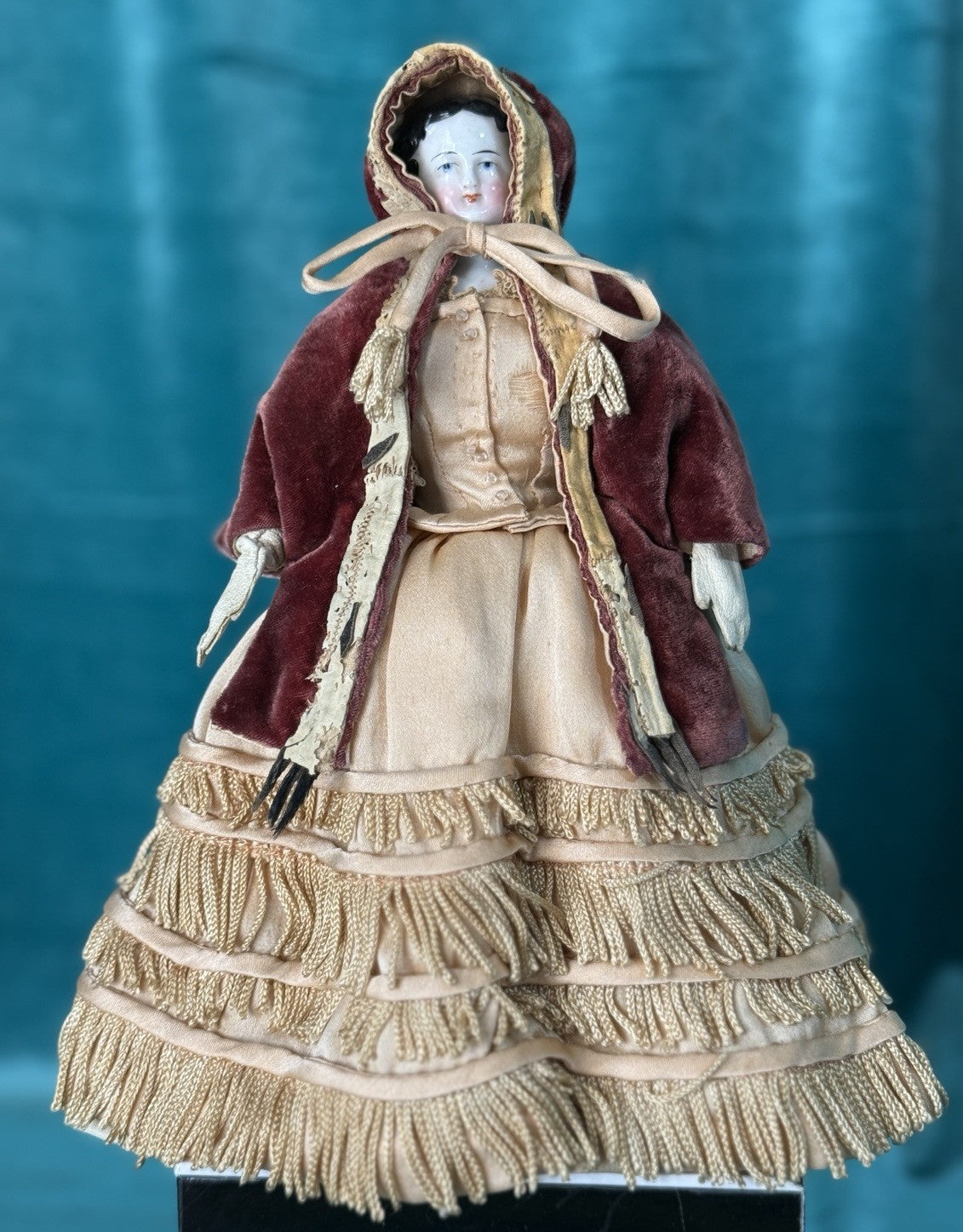 Antique German 8” Bisque Cloth Miniature Dollhouse China Doll