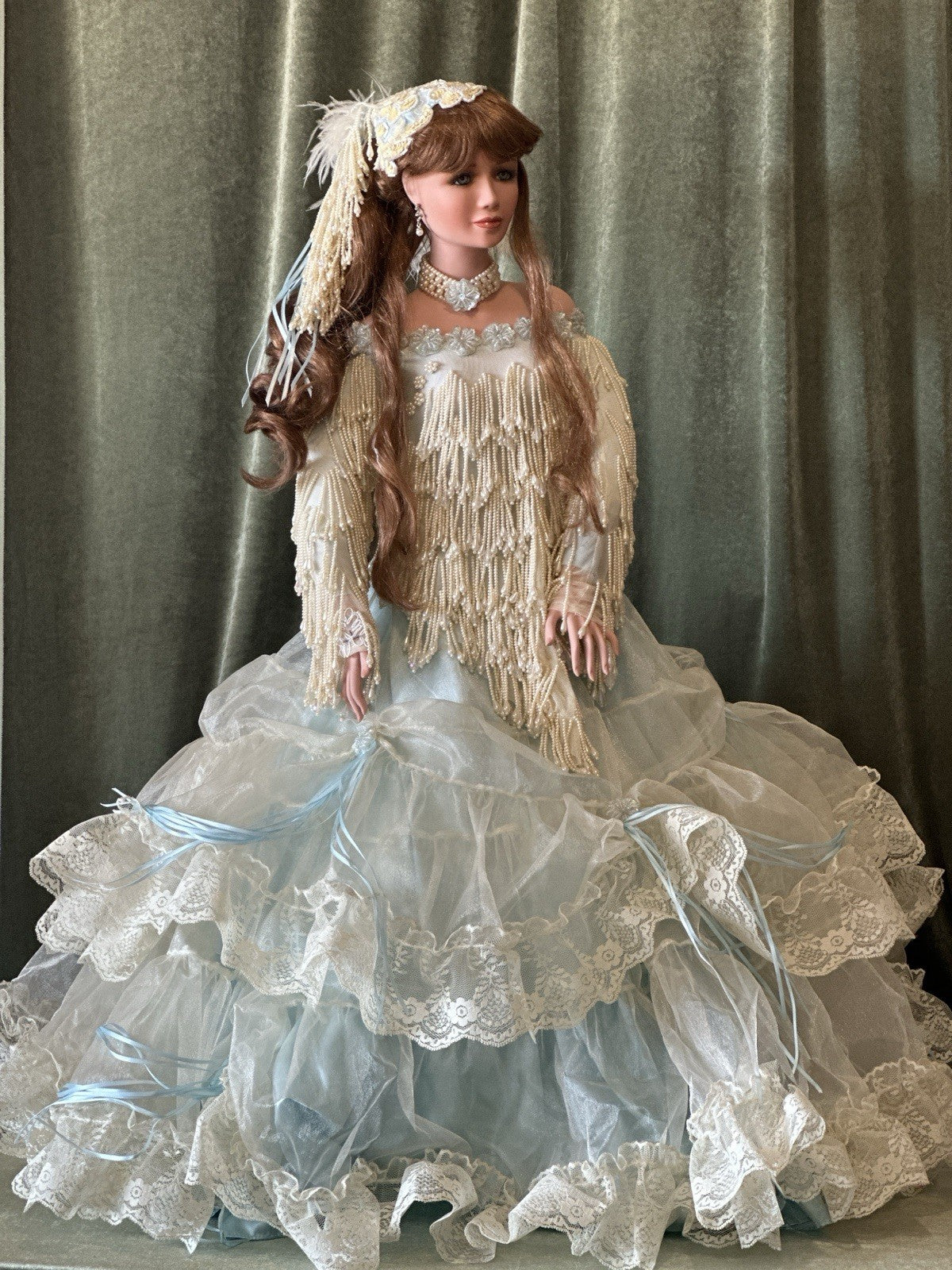 Collectible 36” Porcelain Doll “Tranquility” by Rustie LE 300 Tag/ COA/Stand