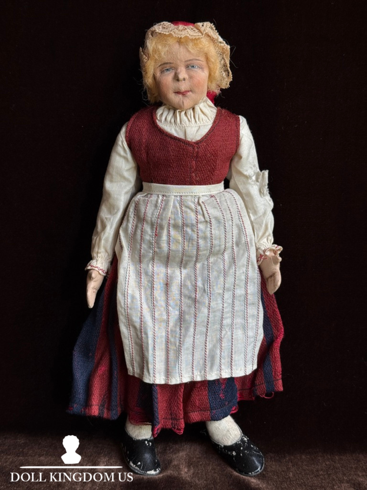 Unidentified Vintage 11.5" Oil Painted Cloth Character Doll