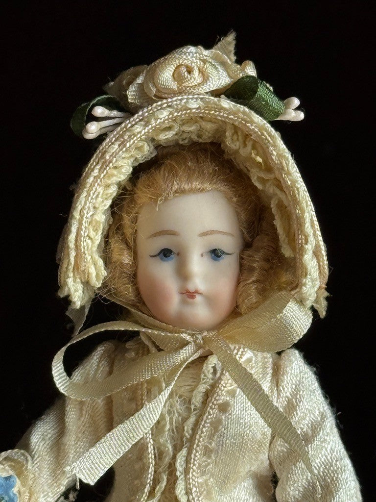 Miniature Artist 4” Porcelain Victorian Dollhouse Girl Doll