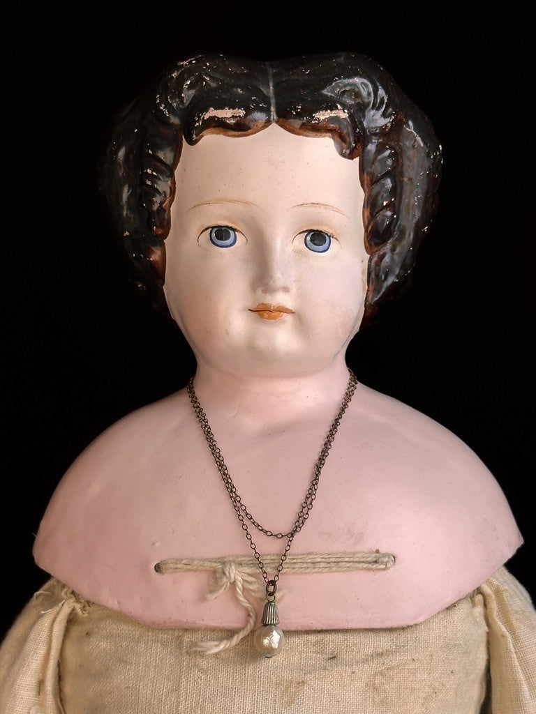 Antique German 26” Dressel Marked Holz-Masse Papier Mache Head Cloth Body Doll
