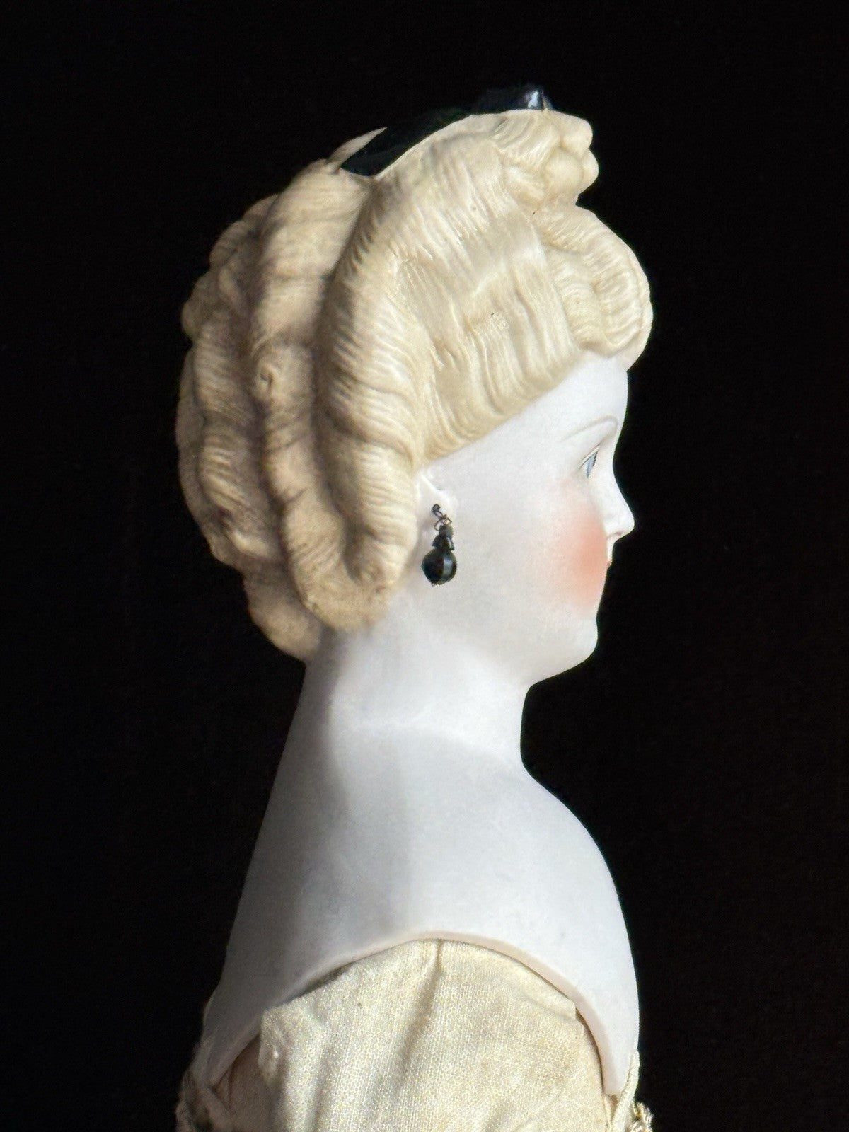 Vintage Porcelain 21.5” Signed Emma Clear Parian China Doll Pierced Ears