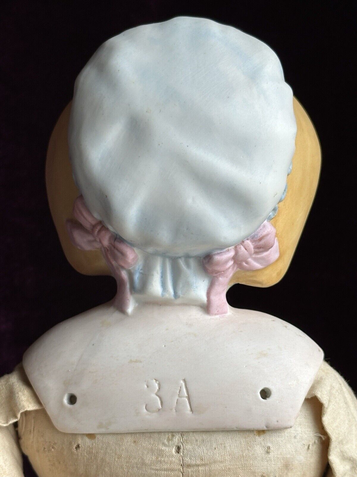 Rare Large Antique German 23” Hertwig (?) Molded Bonnet Bisque Head Parian Doll