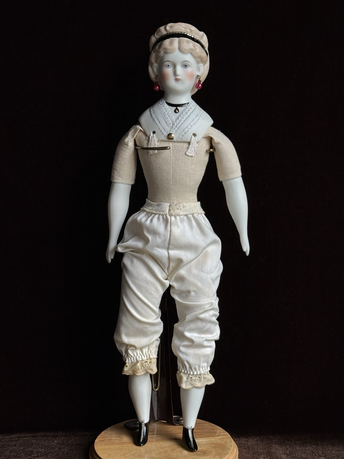 Vintage ‘47 Porcelain 15.5” Emma Clear Parian China Fashion Doll Pierced Ears