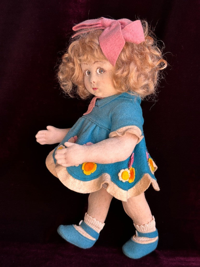 Vintage Italian 12” Lenci 111 Felt Cloth Character Girl Doll
