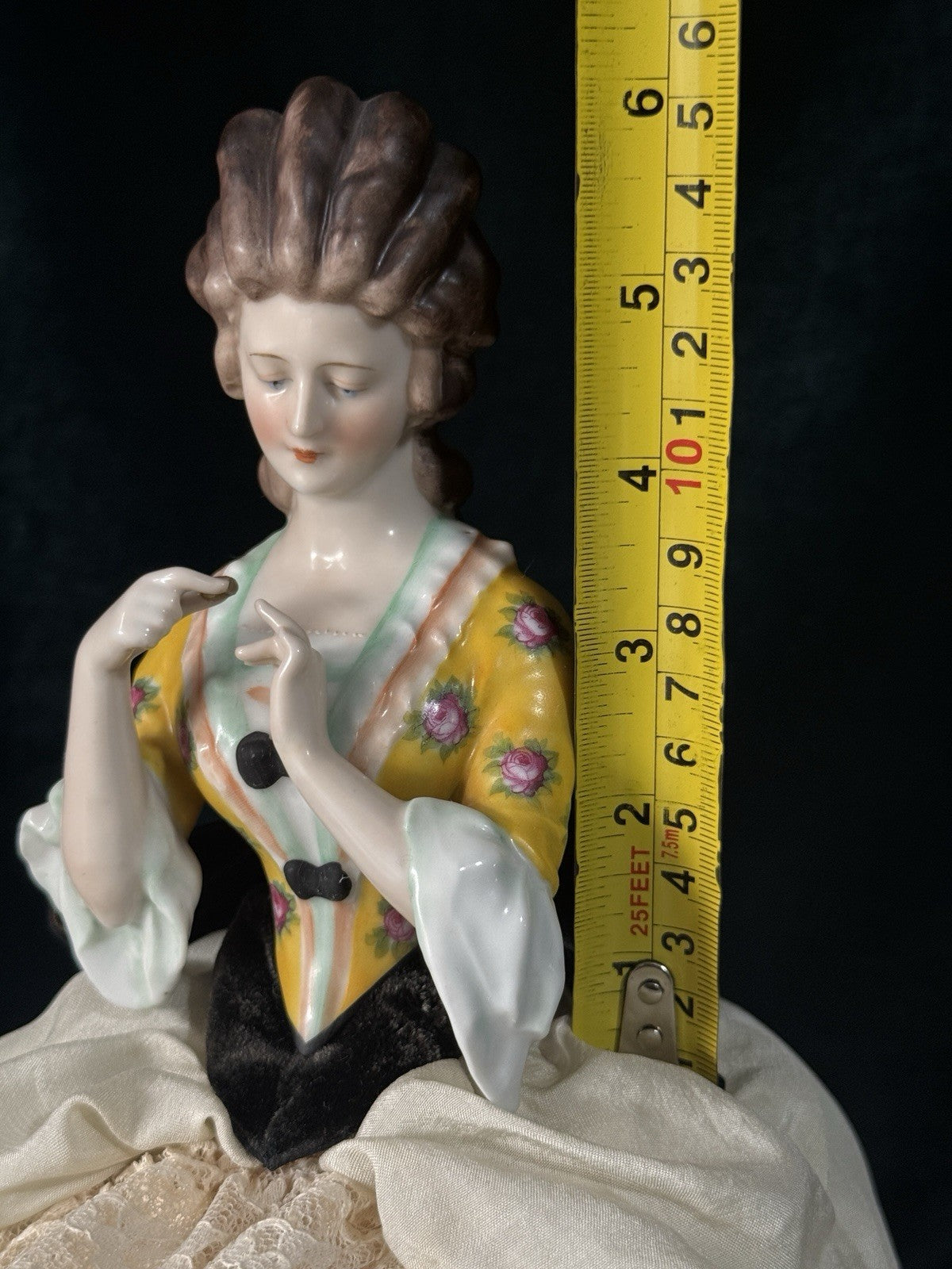 Large Antique German Porcelain William Goebel 12” Half Doll Pin Cushion
