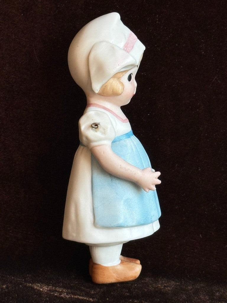 Lot of 2 Antique German and Japan Miniature All Bisque Dutch Dolls