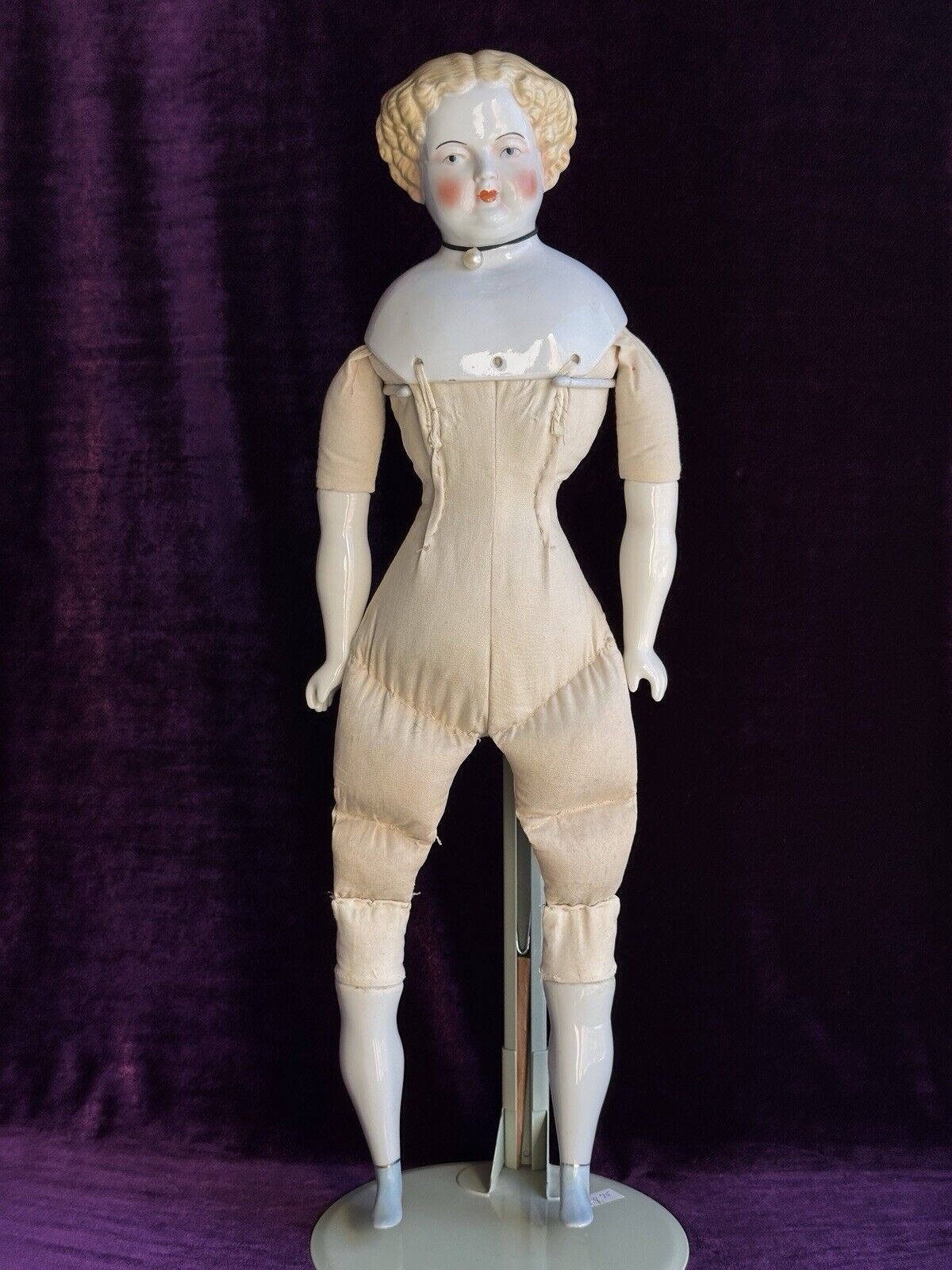 Antique German 11.5” Petite Blonde China Shoulder Head Doll