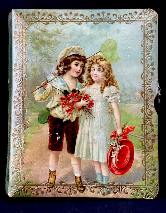 Antique Swiss (?) Celluloid Photo Album with Antique Photos