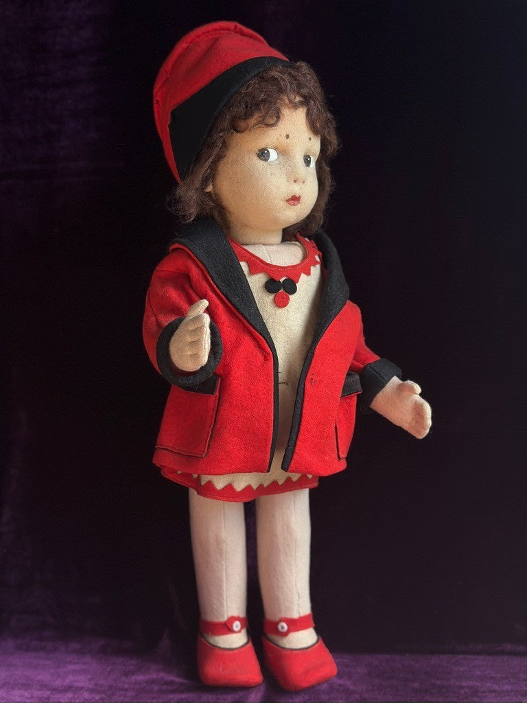 Vintage Italian 20” Early Lenci 109 Felt Cloth Doll