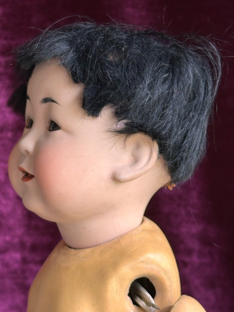 Antique German JDK Kestner 243 Asian Oriental Bisque Baby Doll Composition Body