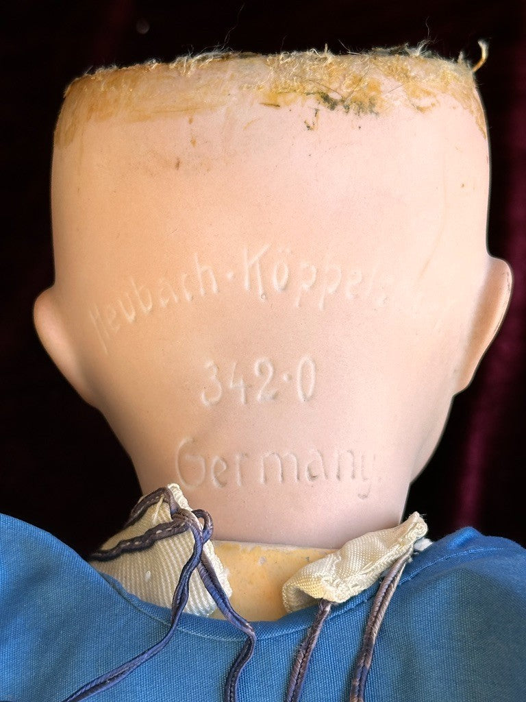 Antique German 15" Heubach Koppelsdorf 342 Bisque Head Character Baby Doll