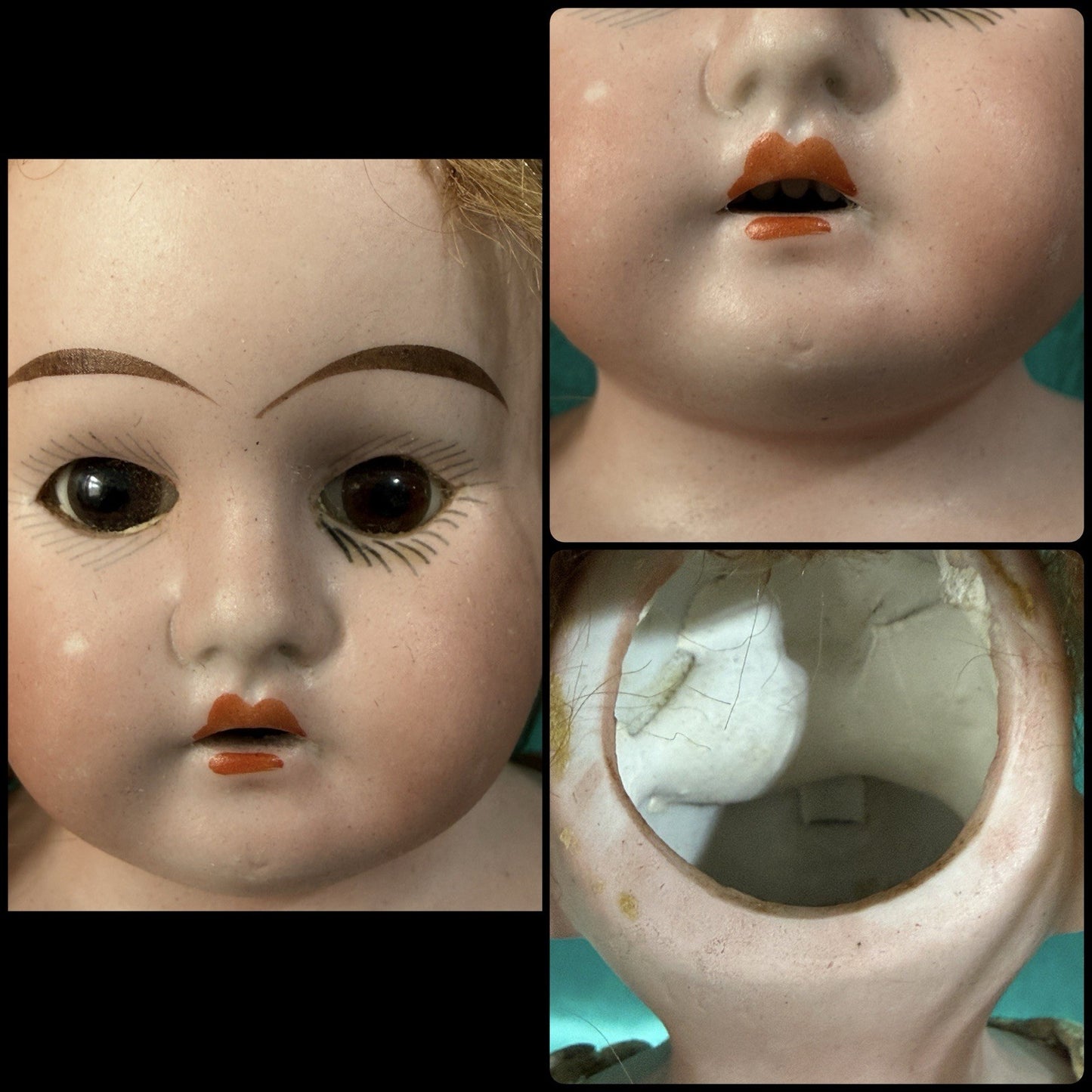 Lot Of 3 Small Antique German Bisque Head Dolls