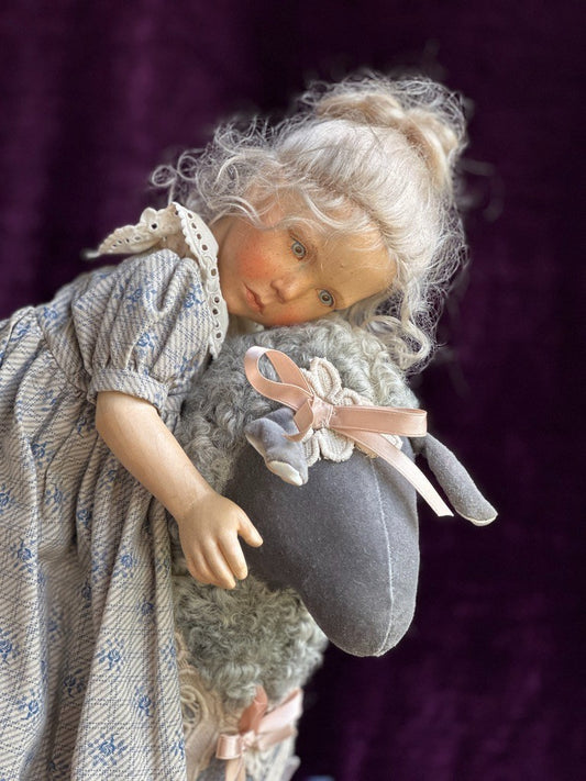 OOAK 1987 Collectible 17" Jointed Wooden Doll by German Artist Regina Sandreuter