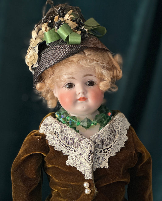 Early JDK Kestner Closed Mouth Bisque Shoulder Head 15” Doll Marked 4 1/2