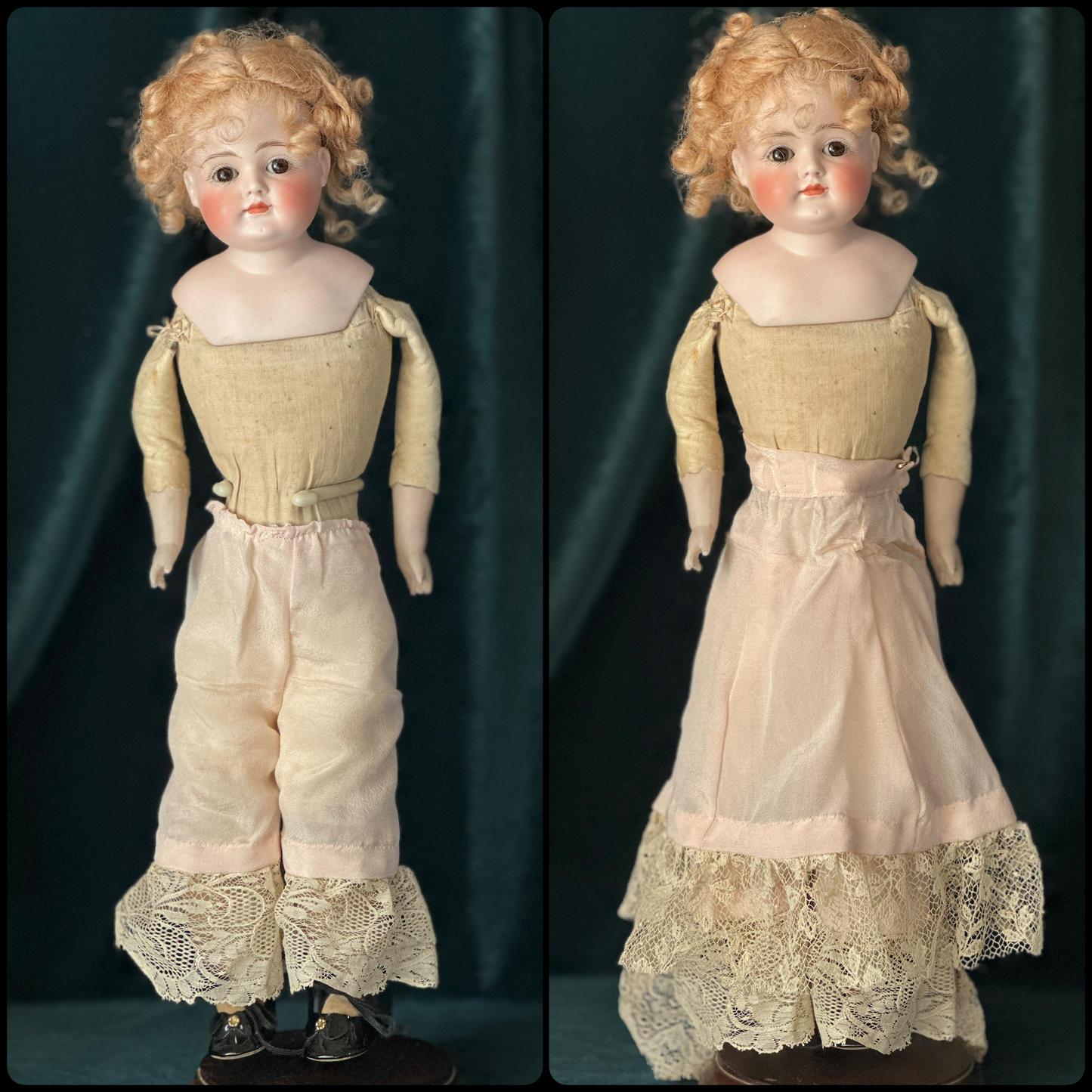 Early JDK Kestner Closed Mouth Bisque Shoulder Head 15” Doll Marked 4 1/2